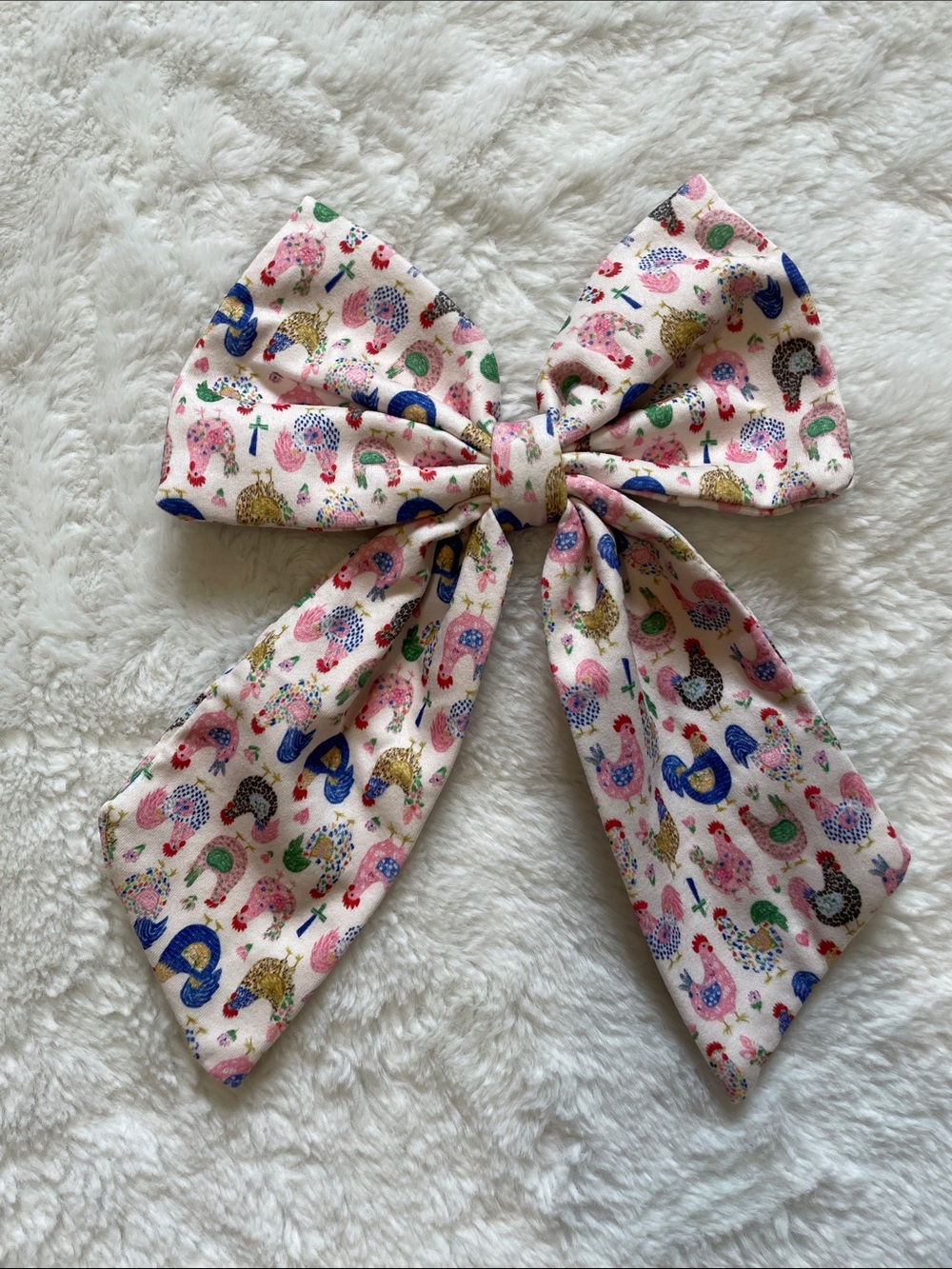 Boutique Pet Bow Chicken Print